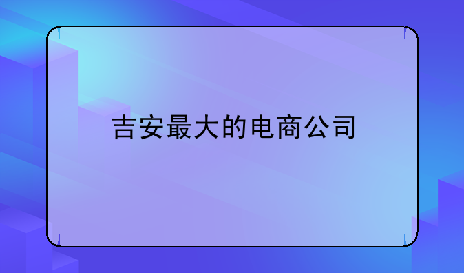 吉安最大的电商公司