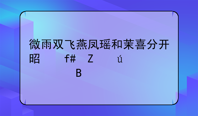 微雨双飞燕凤瑶和茉喜分开是陈文德没计吗