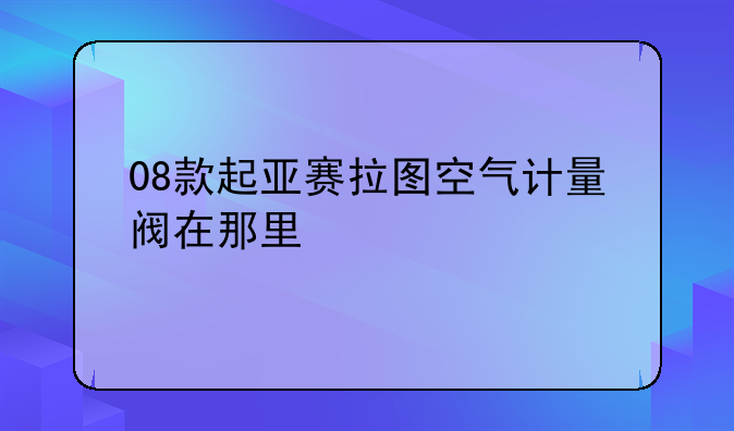 08款起亚赛拉图空气计量阀在那里